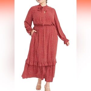 Ava & Viv Red Long Sleeve Dress